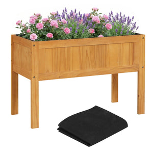 Wood Raised Garden Bed Elevated Planter Box with Bed Liner and Drainage Holes for Vegetables Flowers Herbs-Orange view 4