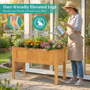 Wood Raised Garden Bed Elevated Planter Box with Bed Liner and Drainage Holes for Vegetables Flowers Herbs-Orange view 8