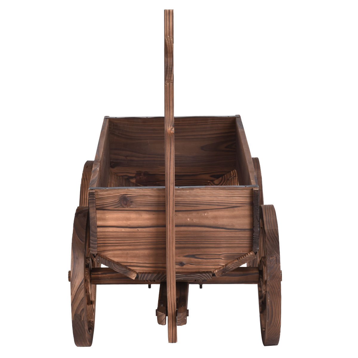 Wood Wagon Planter Pot Stand with Wheels view 5
