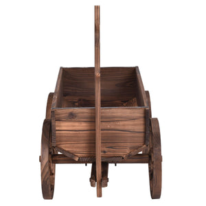 Wood Wagon Planter Pot Stand with Wheels view 5
