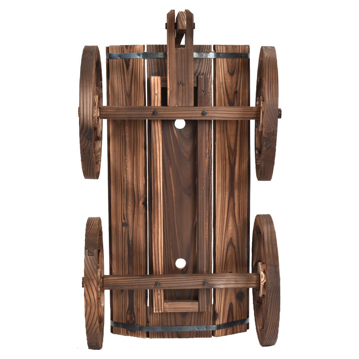 Wood Wagon Planter Pot Stand with Wheels view 6