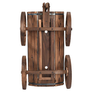 Wood Wagon Planter Pot Stand with Wheels view 6