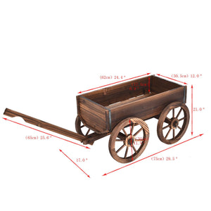 Wood Wagon Planter Pot Stand with Wheels view 7