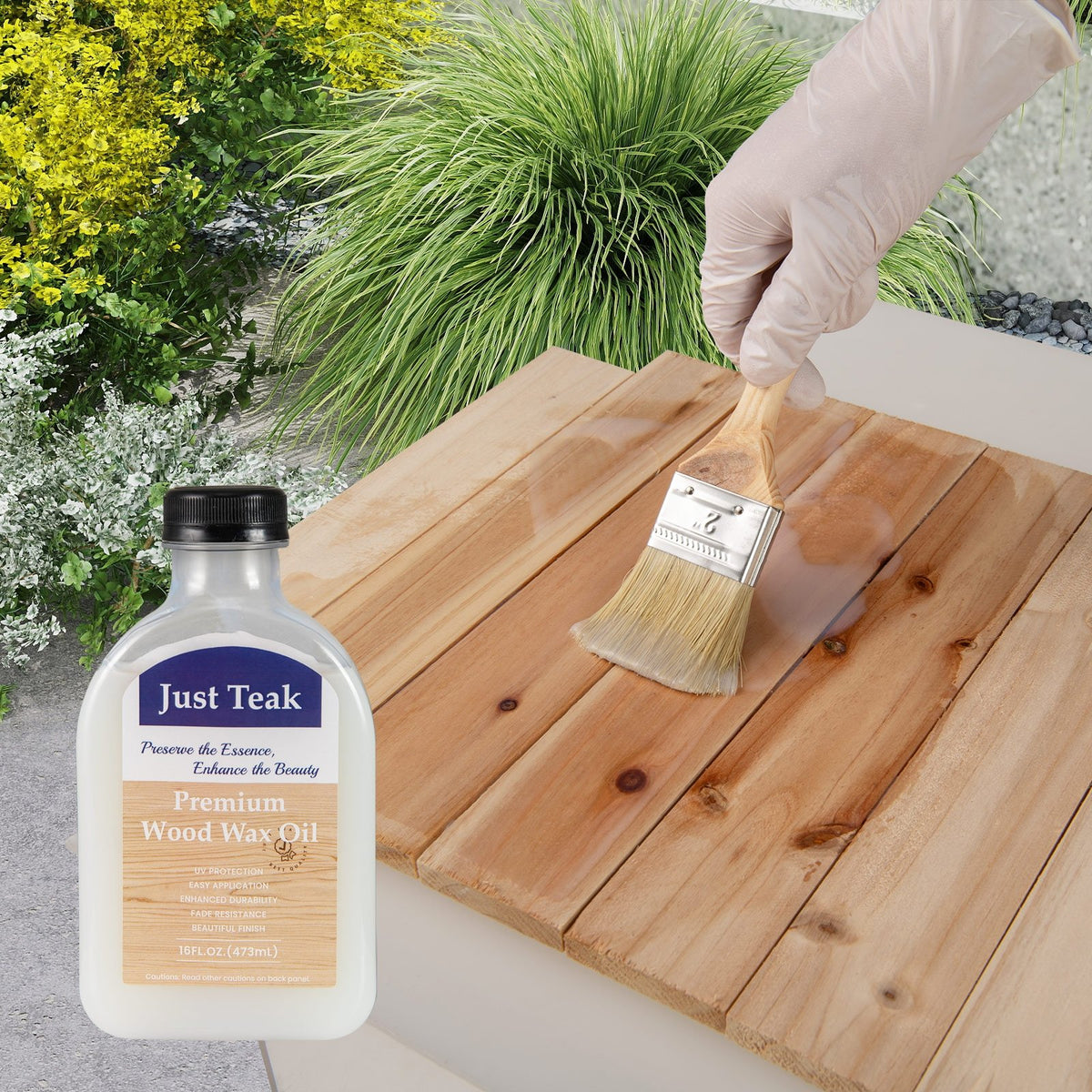 Wood Wax Oil for Outdoor and Indoor Furniture Teak Care Kit to Restore and Protect Wood view 2
