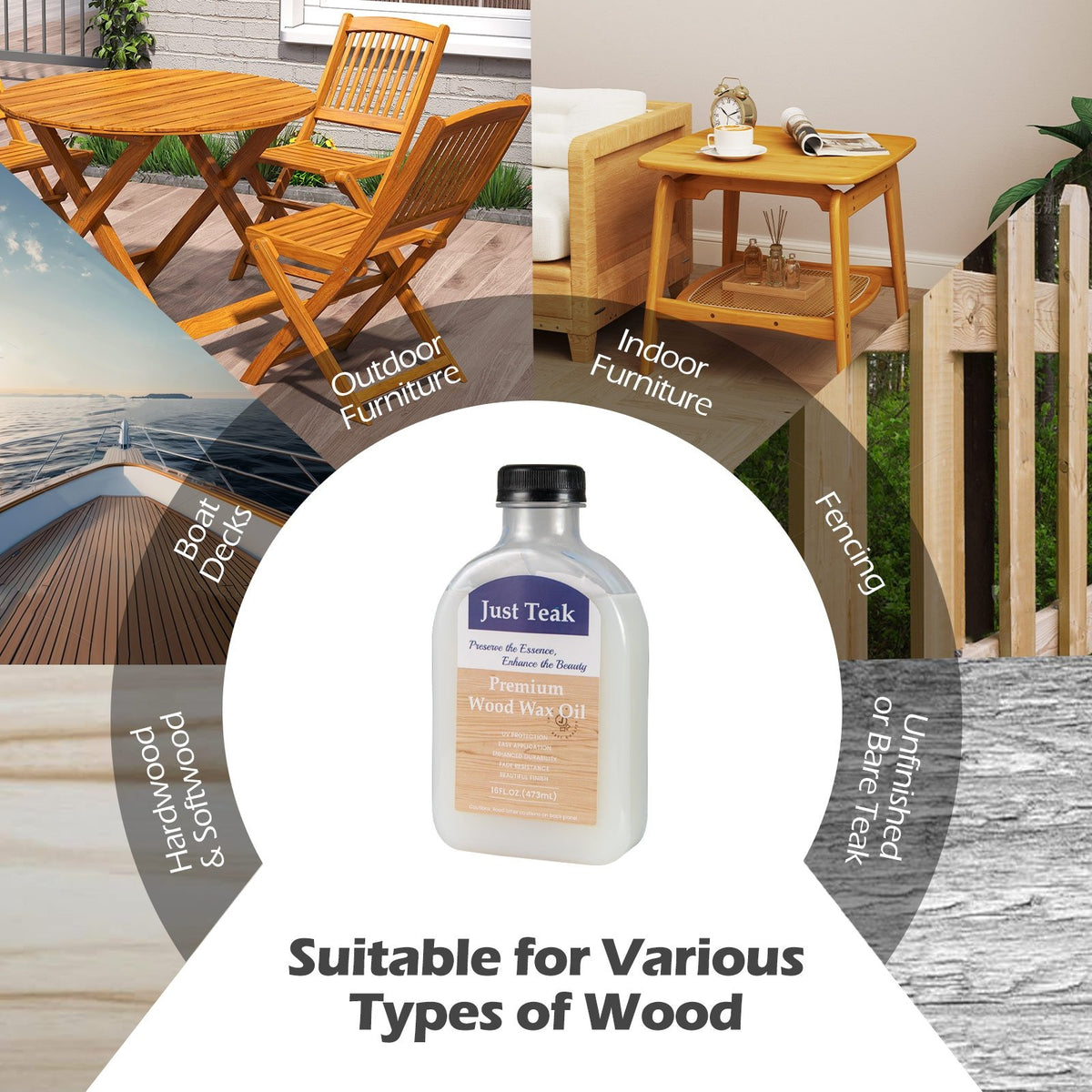 Wood Wax Oil for Outdoor and Indoor Furniture Teak Care Kit to Restore and Protect Wood view 6