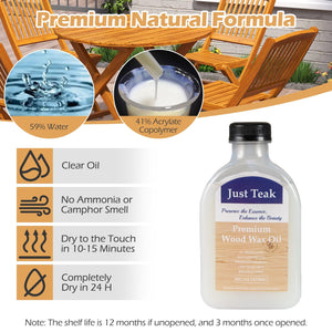 Wood Wax Oil for Outdoor and Indoor Furniture Teak Care Kit to Restore and Protect Wood view 7