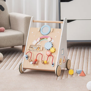 Wooden Baby Walker with Multiple Activities Center for Over 1 Year Old-White view 2