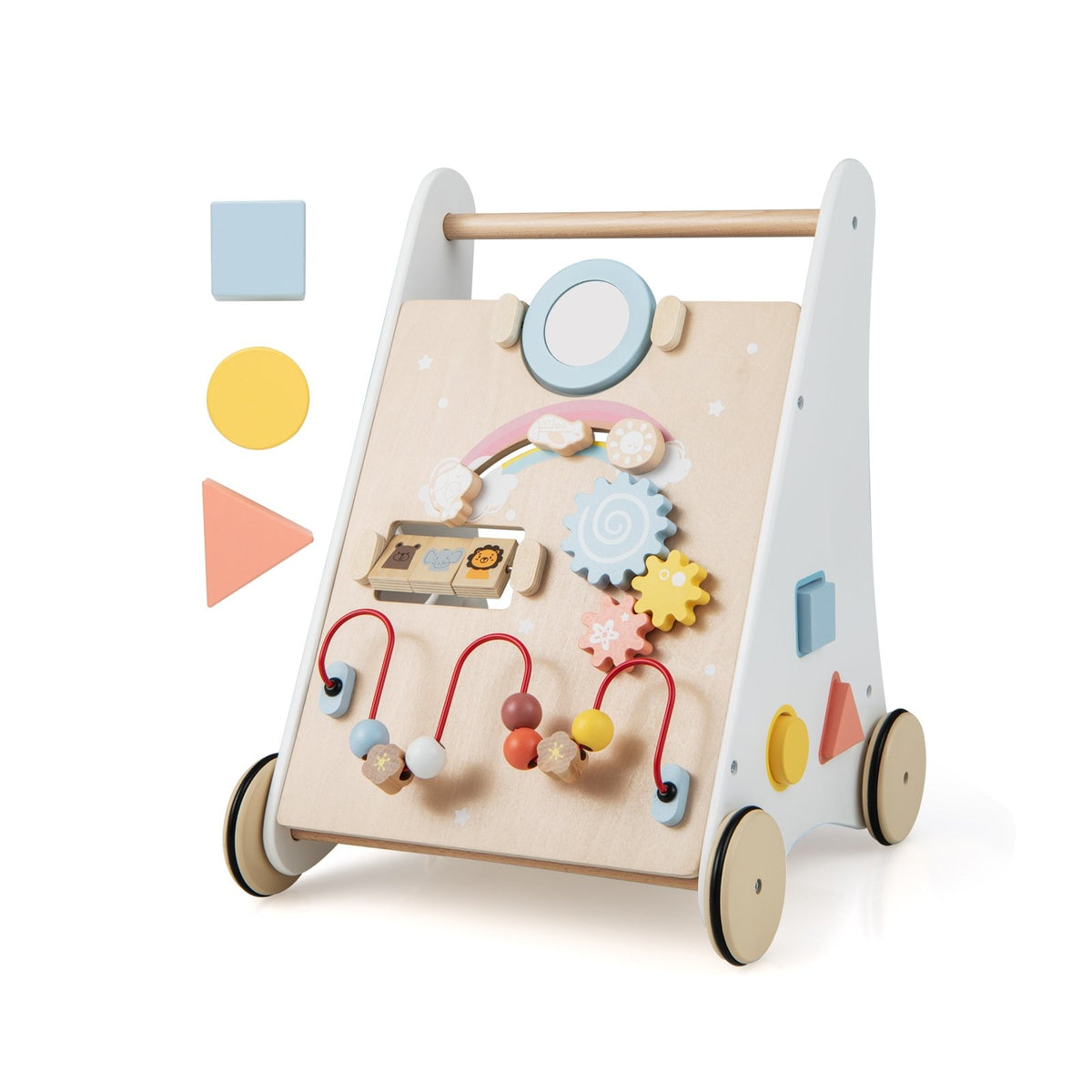 Wooden Baby Walker with Multiple Activities Center for Over 1 Year Old-White view 4