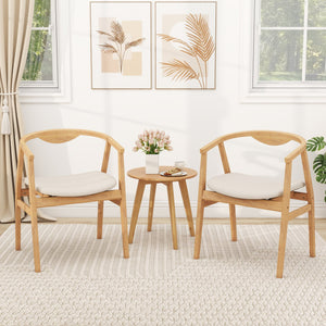 Wooden Bamboo Accent Chair with Armrest and Curved Backrest-Natural view 3