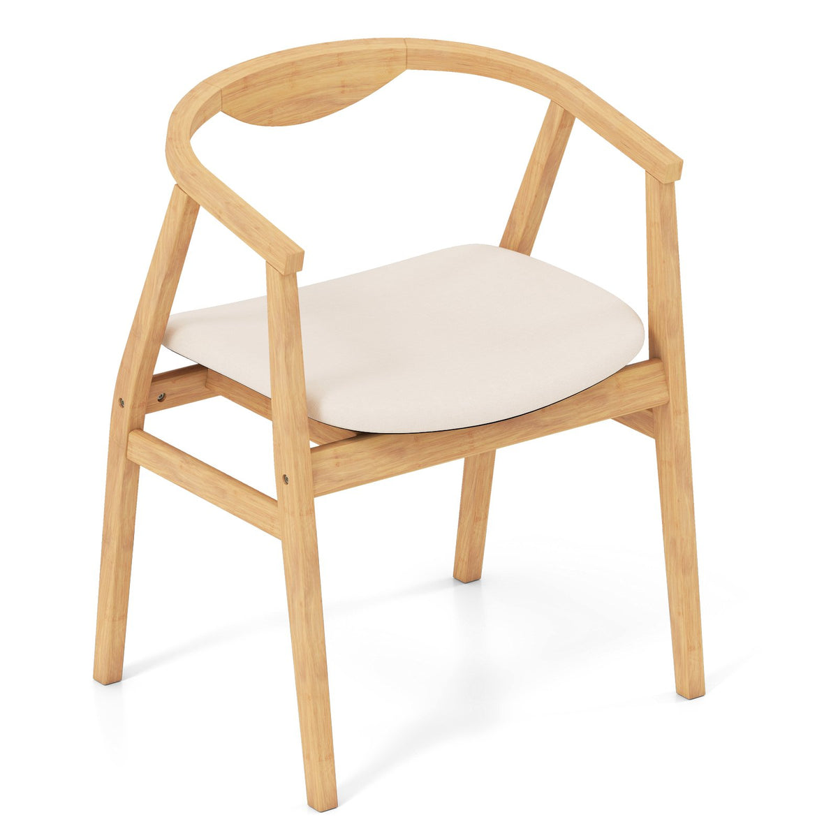 Wooden Bamboo Accent Chair with Armrest and Curved Backrest-Natural view 4