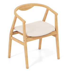 Wooden Bamboo Accent Chair with Armrest and Curved Backrest-Natural view 4