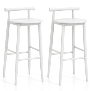 Wooden Bar Chair Set of 2 with Backrest and Footrest for Home Restaurant Cafe-White