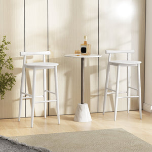 Wooden Bar Chair Set of 2 with Backrest and Footrest for Home Restaurant Cafe-White view 5