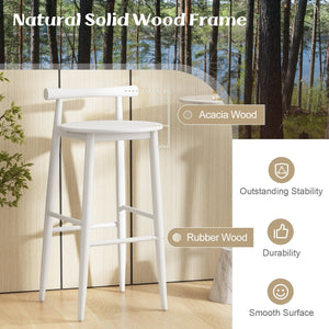 Wooden Bar Chair Set of 2 with Backrest and Footrest for Home Restaurant Cafe-White view 7