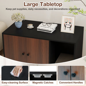 Wooden Cat Litter Box Enclosure Hidden Litter Box Furniture with Scratching Board-Black view 9