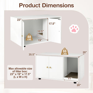 Wooden Cat Litter Box Enclosure Hidden Litter Box Furniture with Scratching Board-White view 4