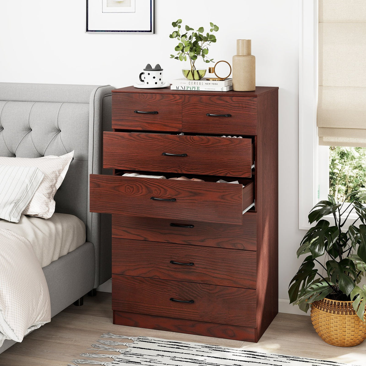 Wooden Chest of Drawers with Anti-toppling Device and Metal Handles view 3