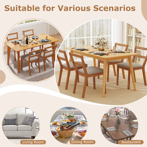 Wooden Dining Chair Set of 2 Farmhouse Kitchen Chair with Upholstered Seat-Brown view 6