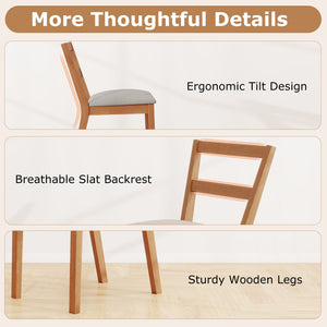 Wooden Dining Chair Set of 2 Farmhouse Kitchen Chair with Upholstered Seat-Brown view 8