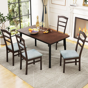 Wooden Dining Chair Set of 2 Linen Fabric Upholstered Kitchen Chairs Farmhouse Side Accent Chairs view 2
