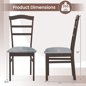 Wooden Dining Chair Set of 2 Linen Fabric Upholstered Kitchen Chairs Farmhouse Side Accent Chairs view 4