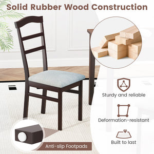 Wooden Dining Chair Set of 2 Linen Fabric Upholstered Kitchen Chairs Farmhouse Side Accent Chairs view 6
