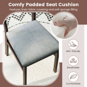 Wooden Dining Chair Set of 2 Linen Fabric Upholstered Kitchen Chairs Farmhouse Side Accent Chairs view 7