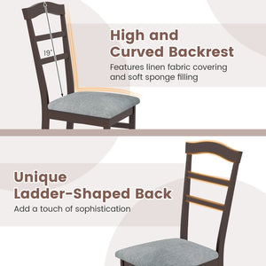 Wooden Dining Chair Set of 2 Linen Fabric Upholstered Kitchen Chairs Farmhouse Side Accent Chairs view 8
