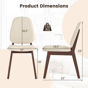 Wooden Dining Chair Set of 2 Mid-Century Modern Upholstered Side Armless Chair-Brown view 5