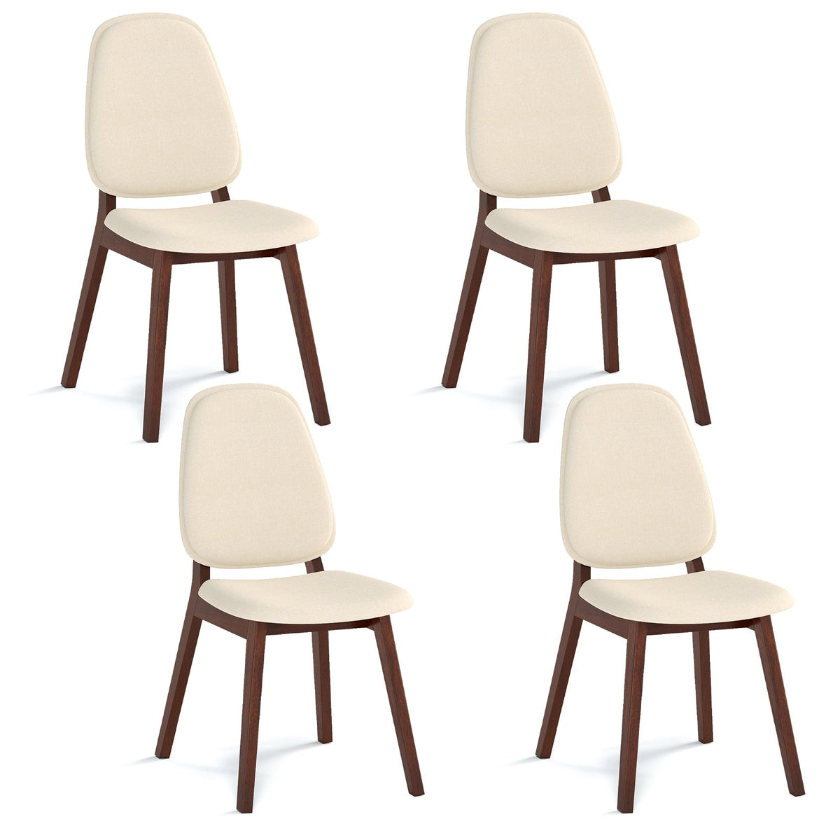 Wooden Dining Chair Set of 2 Mid-Century Modern Upholstered Side Armless Chair-Brown view 7