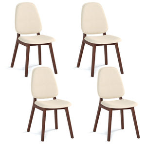 Wooden Dining Chair Set of 2 Mid-Century Modern Upholstered Side Armless Chair-Brown view 7
