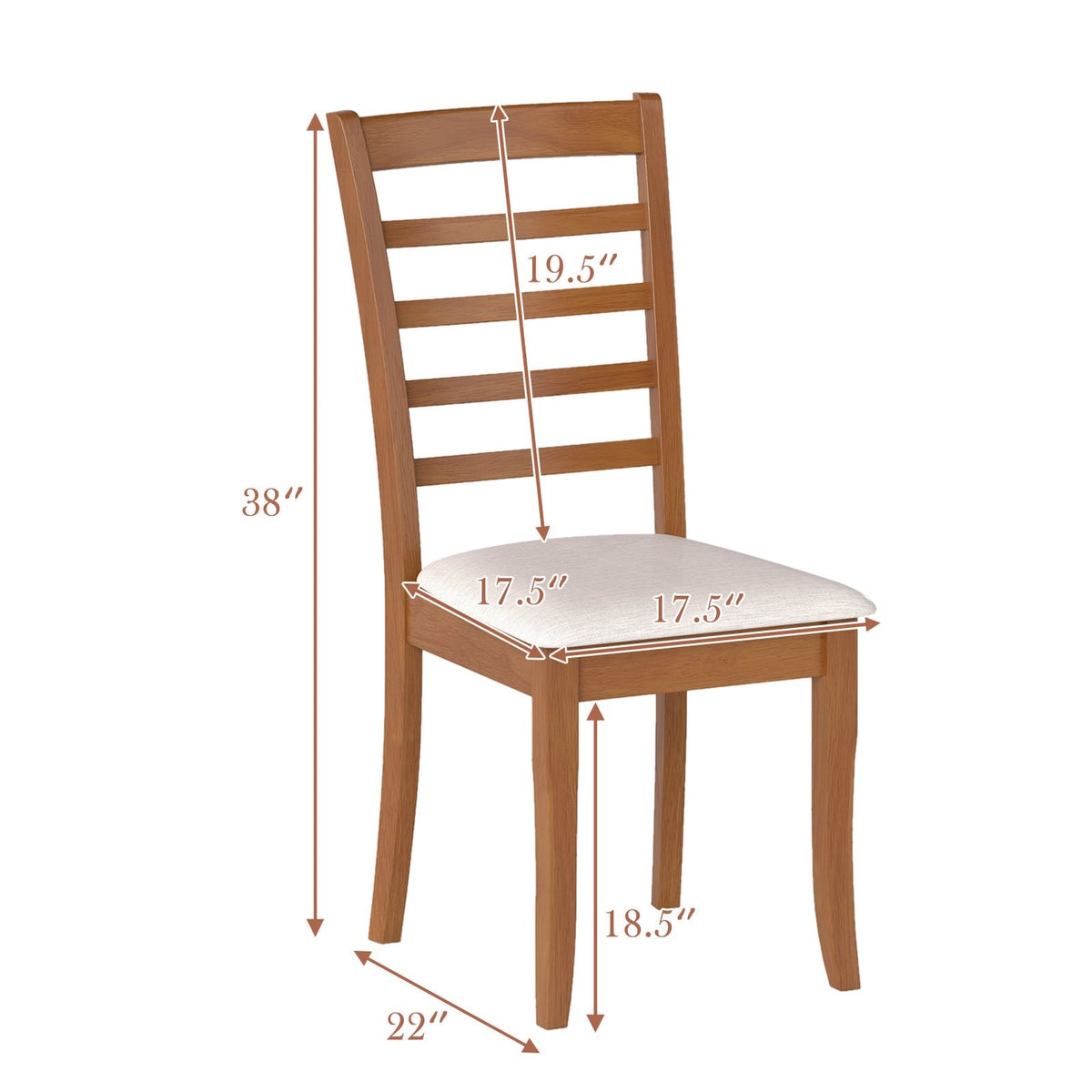 Wooden Dining Chair Set of 2 Modern Upholstered Kitchen Chair-Beige view 4