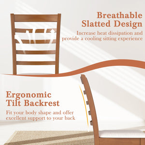 Wooden Dining Chair Set of 2 Modern Upholstered Kitchen Chair-Beige view 6