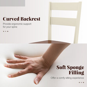 Wooden Dining Chair Set of 2 PU Leather Upholstered Kitchen Armless Chairs-White view 9