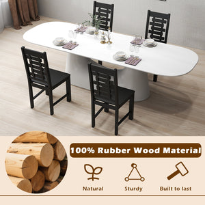 Wooden Dining Chair Set of 2 Solid Rubber Wood Kitchen Chairs-Black view 8