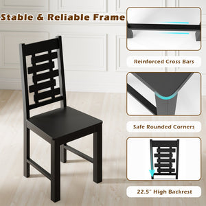 Wooden Dining Chair Set of 2 Solid Rubber Wood Kitchen Chairs-Black view 9