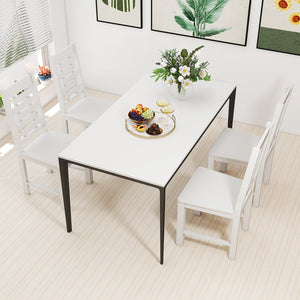 Wooden Dining Chair Set of 2 Solid Rubber Wood Kitchen Chairs-White view 3