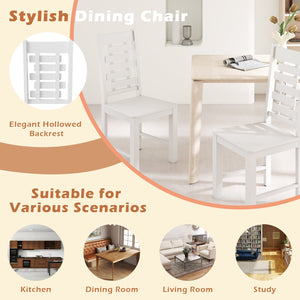 Wooden Dining Chair Set of 2 Solid Rubber Wood Kitchen Chairs-White view 5