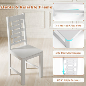 Wooden Dining Chair Set of 2 Solid Rubber Wood Kitchen Chairs-White view 8