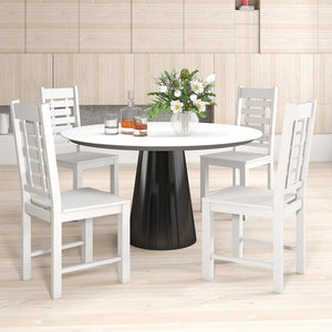 Wooden Dining Chair Set of 2 Solid Rubber Wood Kitchen Chairs-White view 9