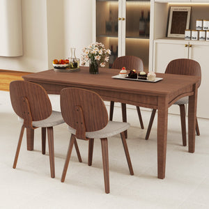 Wooden Dining Chair Set of 2 with Bentwood Frame and Padded Seat-Walnut view 2