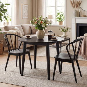 Wooden Dining Chair Set of 2 with High Spindle Back and Wide Seat-Black view 2