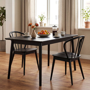 Wooden Dining Chair Set of 2 with High Spindle Back and Wide Seat-Black view 3