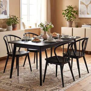 Wooden Dining Chair Set of 2 with High Spindle Back and Wide Seat-Black view 6