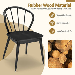 Wooden Dining Chair Set of 2 with High Spindle Back and Wide Seat-Black view 8