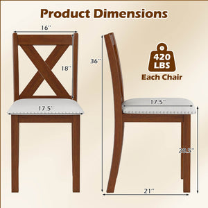 Wooden Dining Chair Set of 2 with Padded Seat and Curved Back-Beige view 4