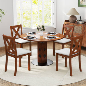Wooden Dining Chair Set of 2 with Padded Seat and Curved Back-Beige view 6