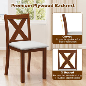 Wooden Dining Chair Set of 2 with Padded Seat and Curved Back-Beige view 9