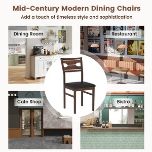 Wooden Dining Chair Set of 2 with PU Leather Padded Seat and Rubber Wood Frame-Walnut view 9