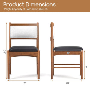 Wooden Dining Chair Set of 2 with Rubber Wood Frame and Faux Sherpa Backrest-Walnut view 4